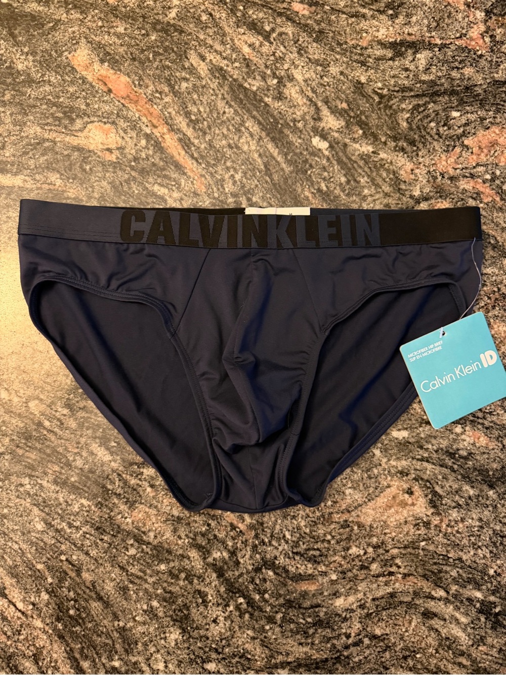 Calvin Klein Dark Navy Swim Briefs with Logo Label